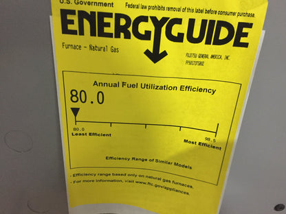 50000 BTU SINGLE-STAGE UPFLOW/HORIZONTAL ECM MULTI SPEED GAS FURNACE 80% AFUE 115/60/1 CFM: 1498