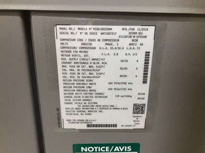 3 TON SPLIT-SYSTEM HEAT PUMP 208-230/60/3 R410A 15 SEER