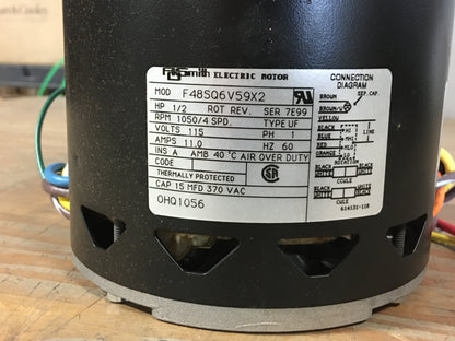 1/2 HP ELECTRIC BLOWER MOTOR 115/60/1 1050RPM 4SPEED