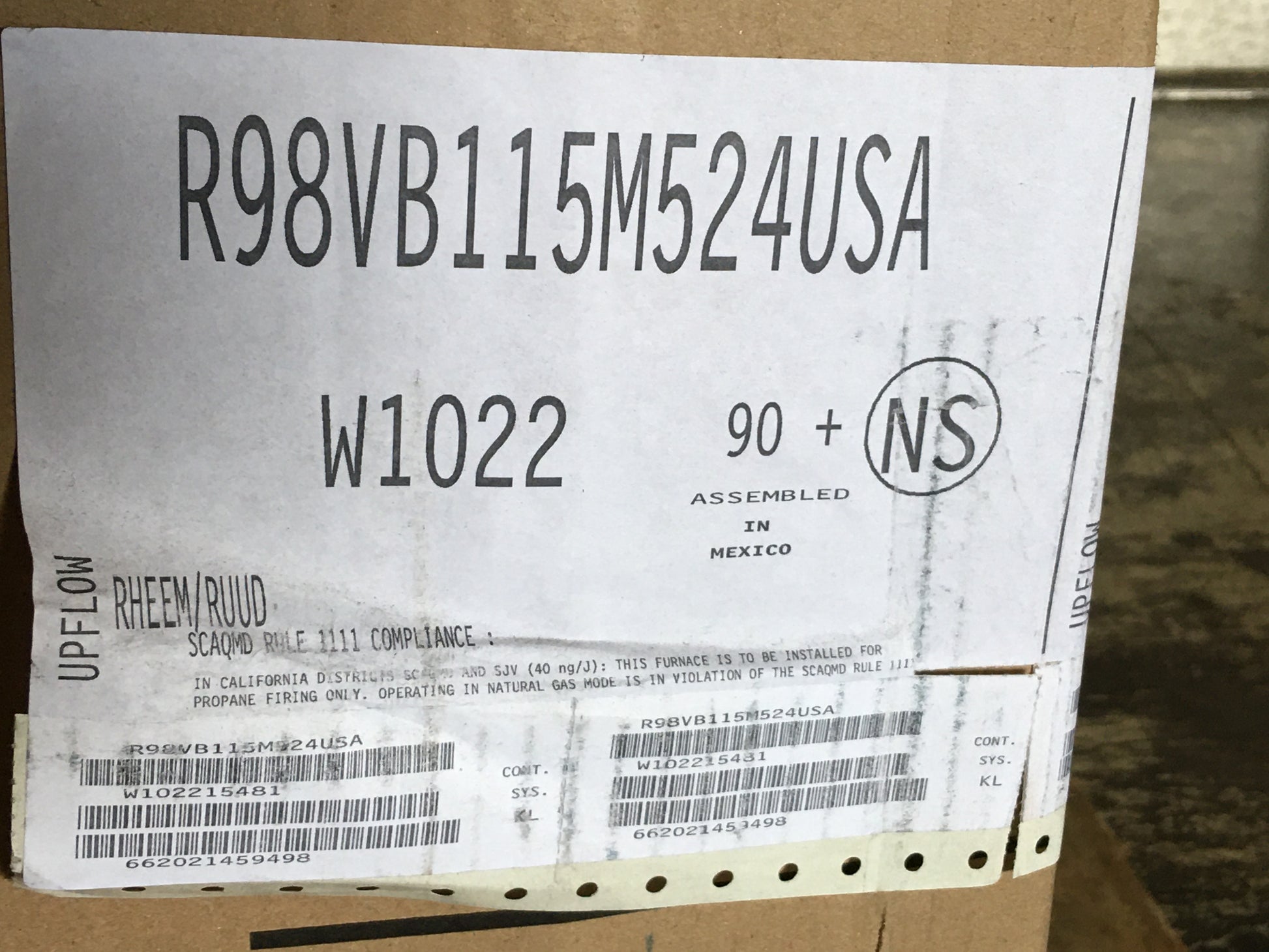 112000 BTU TWO-STAGE UPFLOW ECM VARIABLE SPEED COMMUNICATING GAS FURNACE 98.6% AFUE 115/60/1 CFM: 1629