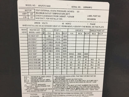 3 TON AC/HP MULTI-POSITION AIR HANDLER 208-230/60/1 R-410A