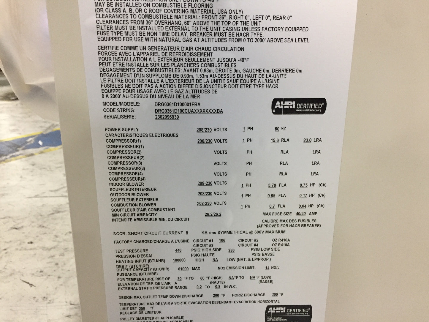 3 TON 2 STAGE CONVERTIBLE NATURAL GAS/ELECTRIC PACKAGED UNIT, SEER2 16.4, 208-230/60/1, REFRIGERANT: R-410A, 81%