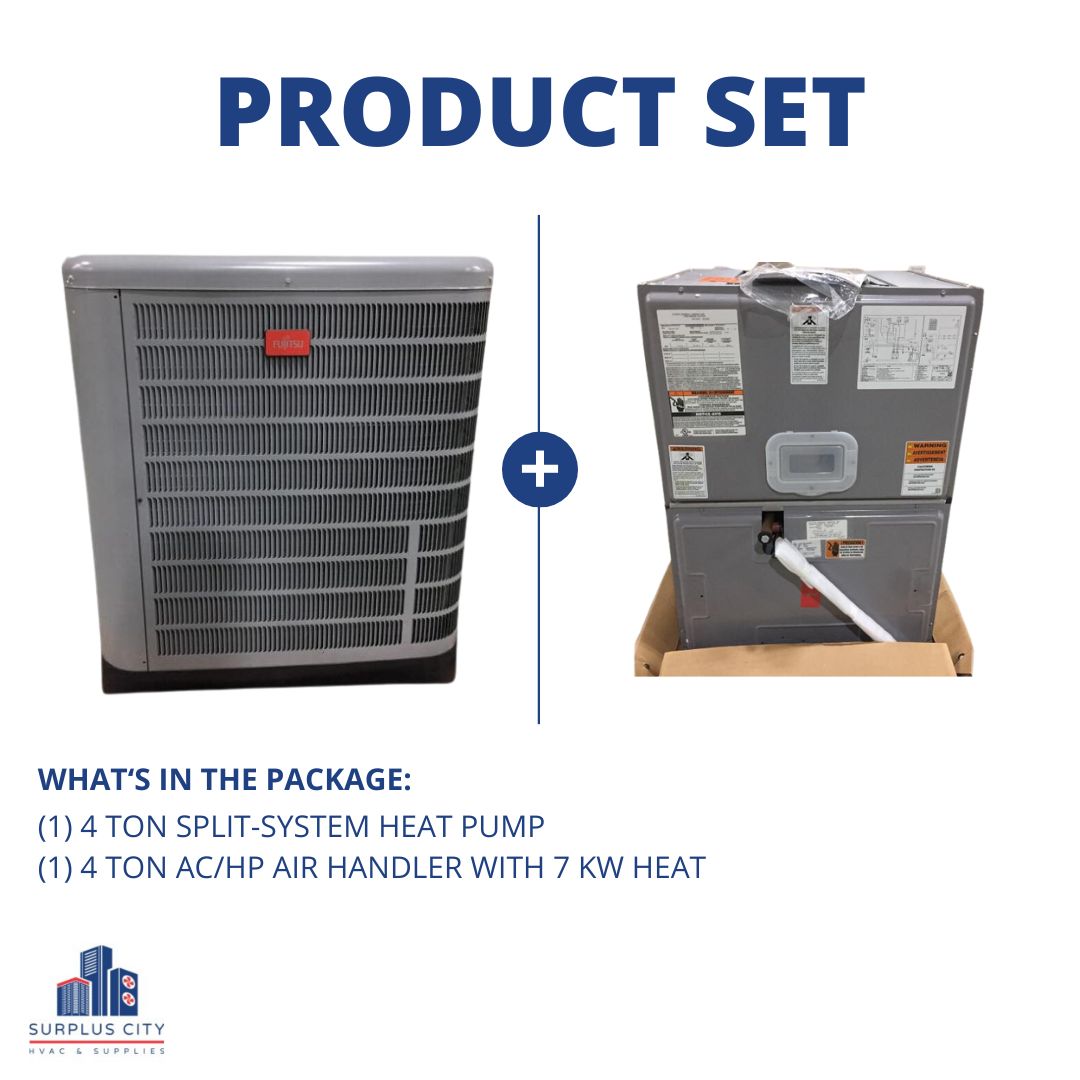 4 TON 15 SEER HEAT PUMP AND 4 TON AIR HANDLER WITH 7KW HEAT, 208-230/60/1