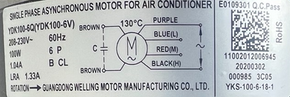 1/6 HP BLOWER MOTOR 208-230/60/1