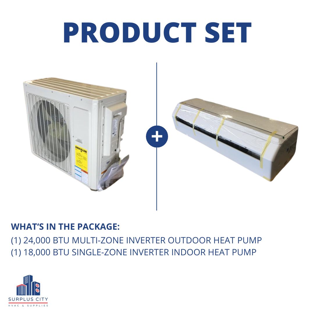 24,000 BTU MULTI-ZONE MINI SPLIT HEAT PUMP SET, 21 SEER 208-230/60/1 R-410A