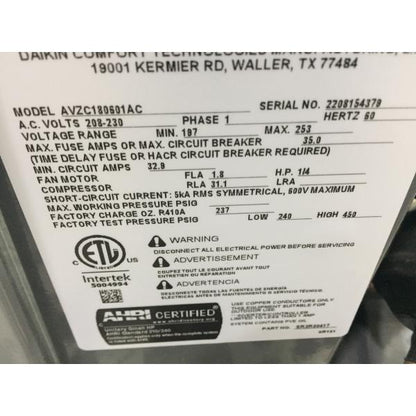 5 TON 18 SEER COMMUNICATING HEAT PUMP WITH 5 TON COMMUNICATING AIR HANDLER, 208-230/60/1