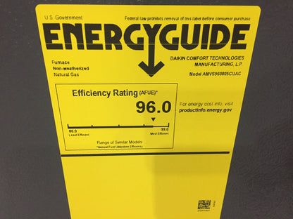 80,000 BTU COMMUNICATING COMPATIBLE SINGLE STAGE UPFLOW/HORIZONTAL ECM NATURAL GAS FURNACE, 96% AFUE 115/60/1 CFM:2000