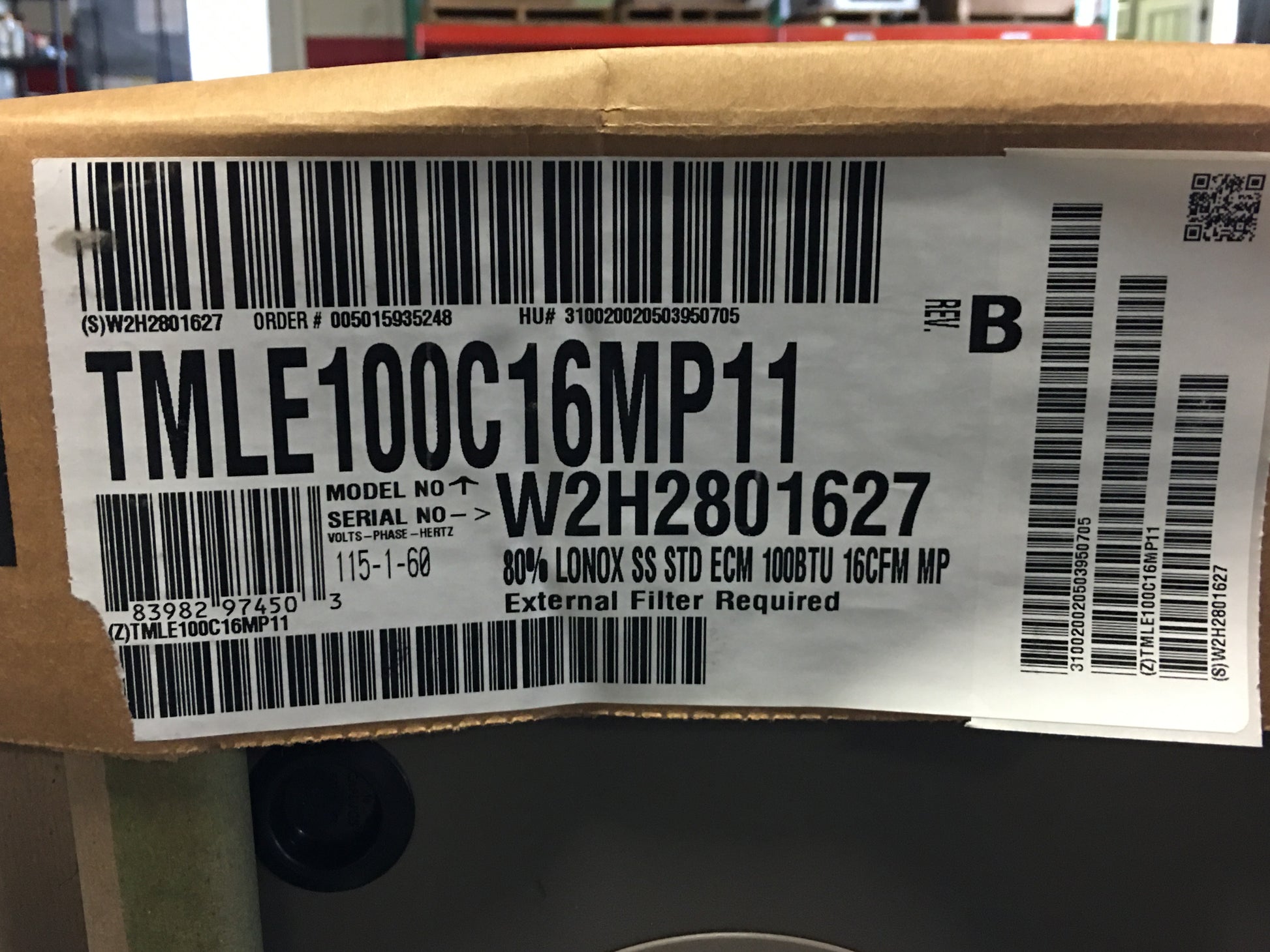 100,000 BTU SINGLE-STAGE MULTIPOSITION ECM VARIABLE SPEED GAS FURNACE 80% AFUE 115/60/1 CFM: 1600