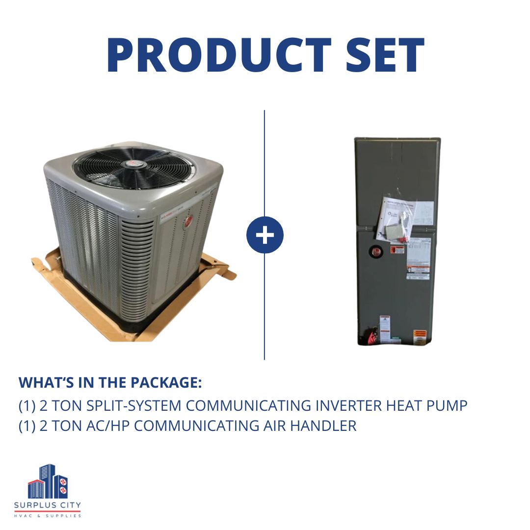 2 TON 18.5 SEER COMMUNICATING HEAT PUMP AND 2 TON COMMUNICATING AIR HANDLER, 208-230/60/1