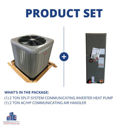 2 TON 18.5 SEER COMMUNICATING HEAT PUMP AND 2 TON COMMUNICATING AIR HANDLER, 208-230/60/1