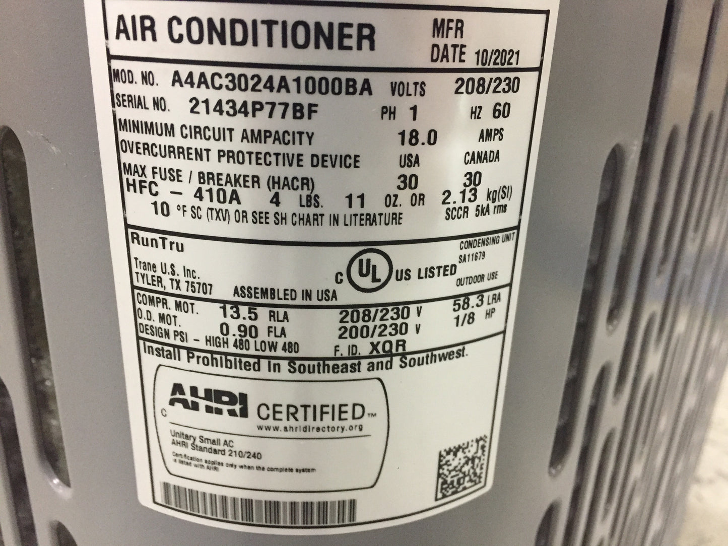 2 TON SPLIT-SYSTEM  AIR CONDITIONER 208-230/60/1 R410A 13 SEER