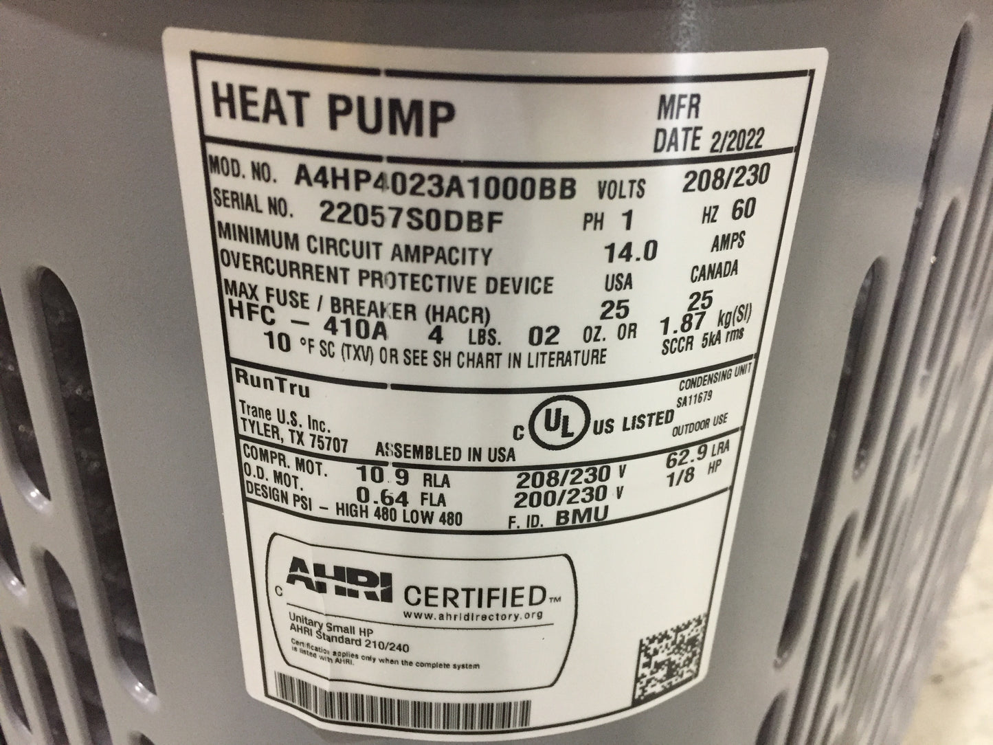 2 TON SPLIT-SYSTEM  HEAT PUMP 208-230/60/1 R410A 14 SEER