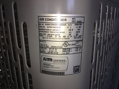 5 TON SPLIT-SYSTEM AIR CONDITIONER 208-230/60/1 R-410A 15 SEER