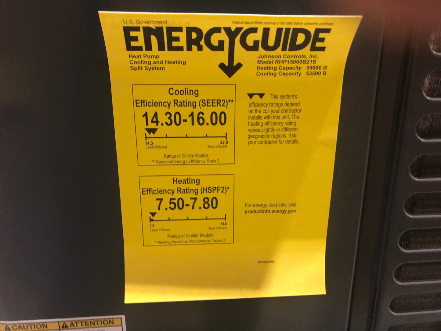 5 TON SPLIT-SYSTEM HEAT PUMP 208-230/60/1 R410A 15.2 SEER2