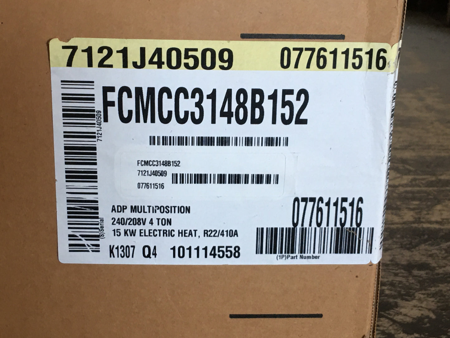 4 TON AC/HP PSC AIR HANDLER 208-240/60/1 R-410A CFM 1600