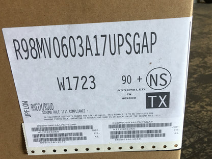 56,000 BTU MODULATING COMMUNICATING TWO-STAGE UPFLOW ECM VARIABLE SPEED GAS FURNACE 98% AFUE 115/60/1 CFM: 1050