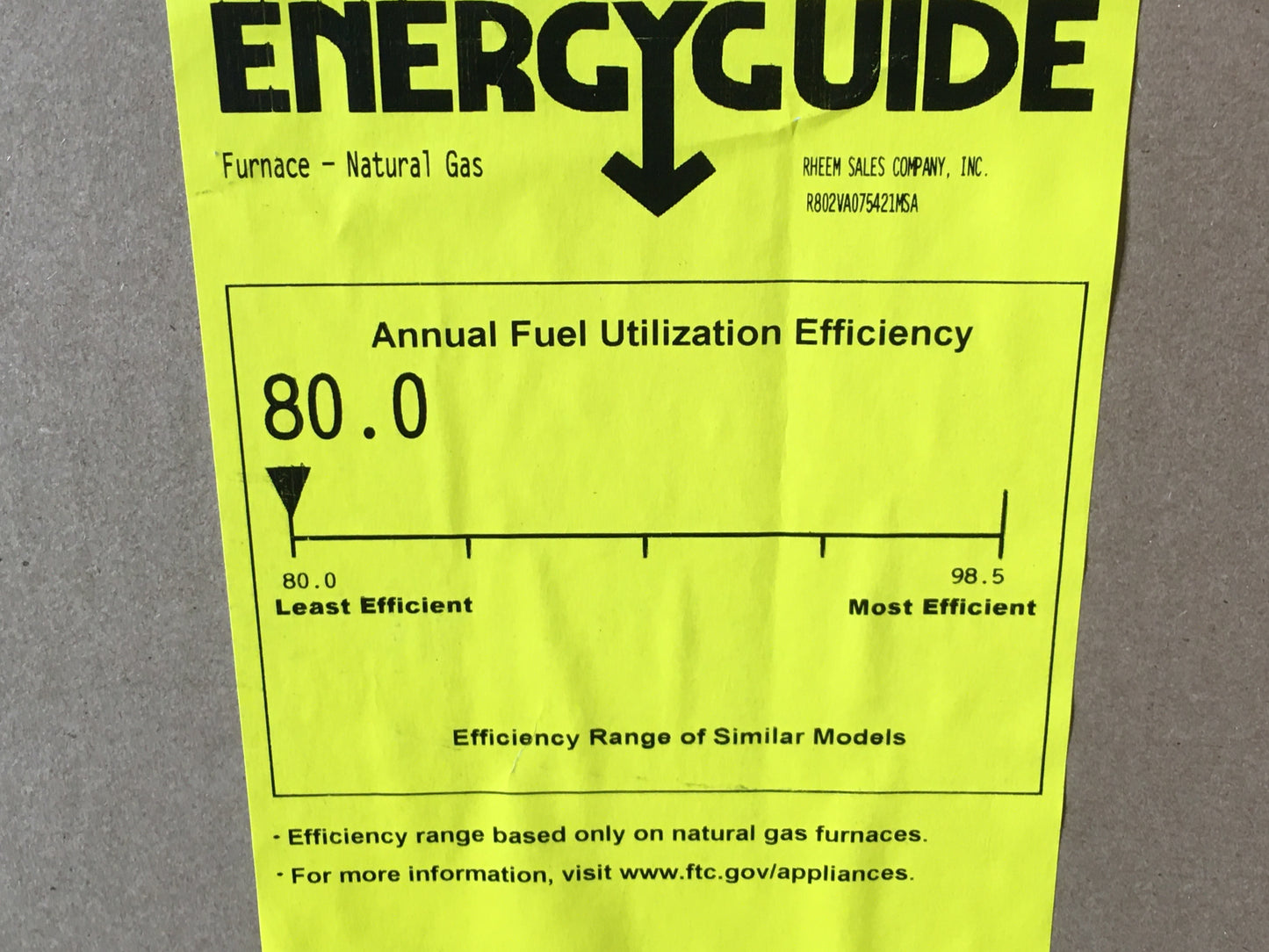 75,000 BTU TWO-STAGE UPFLOW/HORIZONTAL ECM VARIABLE SPEED GAS FURNACE 80% AFUE 115/60/1 CFM: 1600