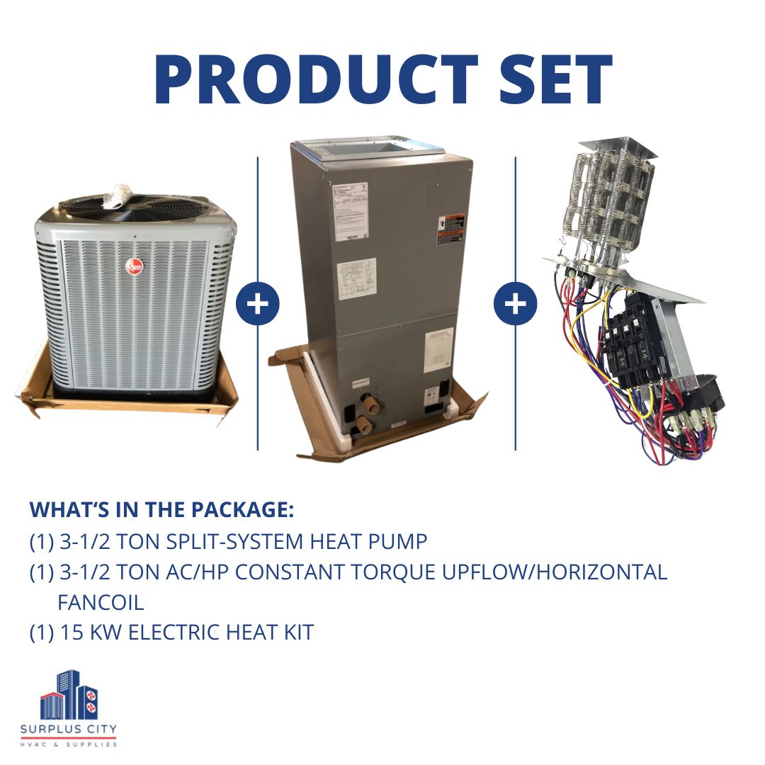 3.5 Ton 14 Seer Heat Pump and 3.5 Ton Air Handler with 15 Kw Heat kit, 208-230/60/1