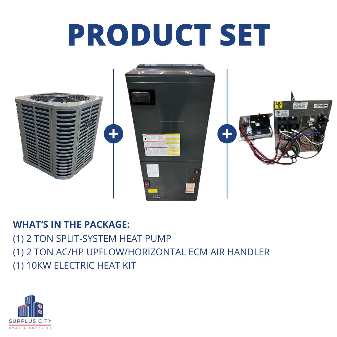 2 Ton 14 SEER Heat Pump and 2 Ton Air Handler with 10 Kw heat kit, 208-230/60/1