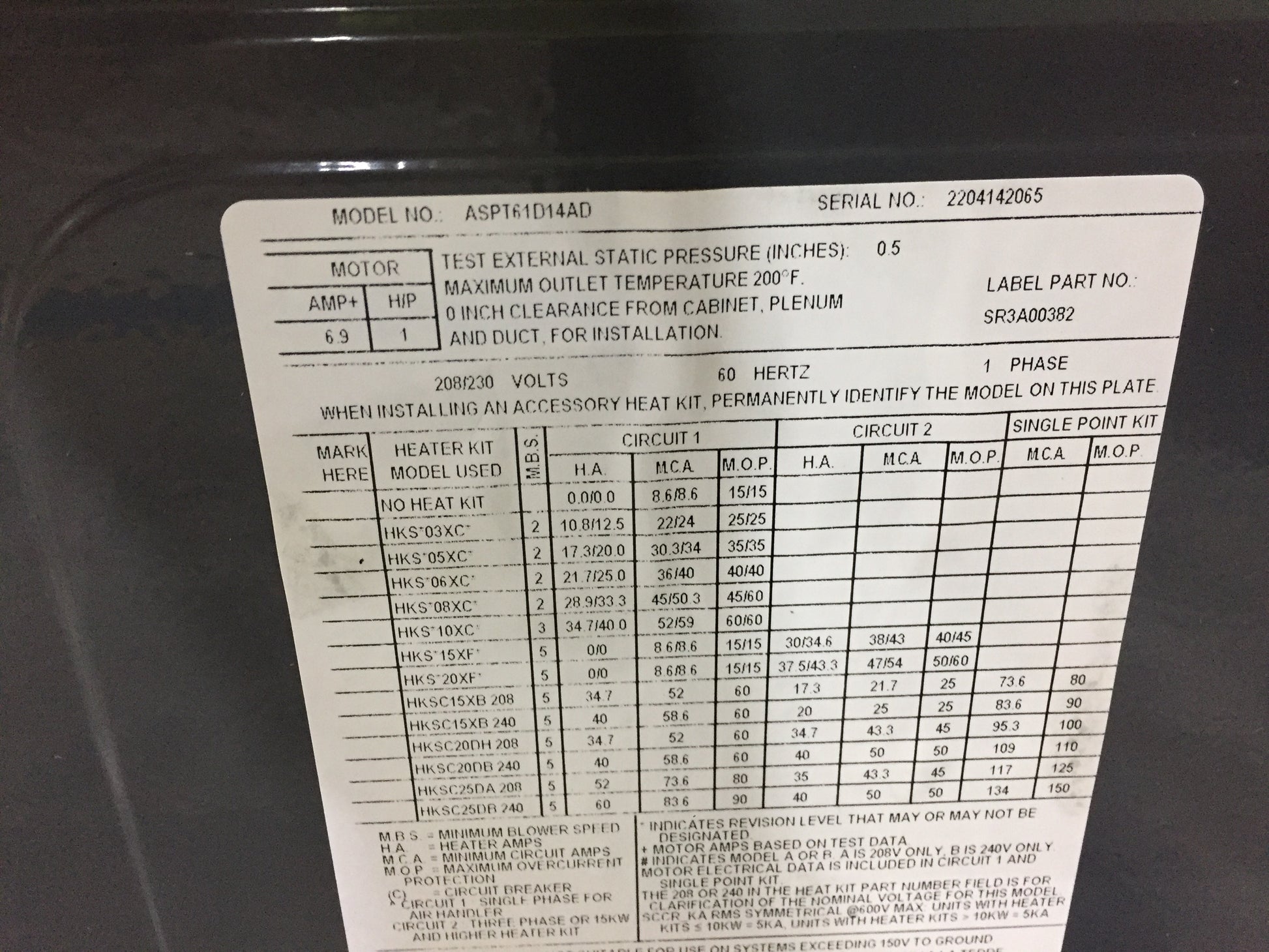 5 TON AC/HP MULTI-POSITION VARIABLE SPEED ECM AIR HANDLER, 208-230/60/1, R-410A, CFM: 2340, 13 SEER