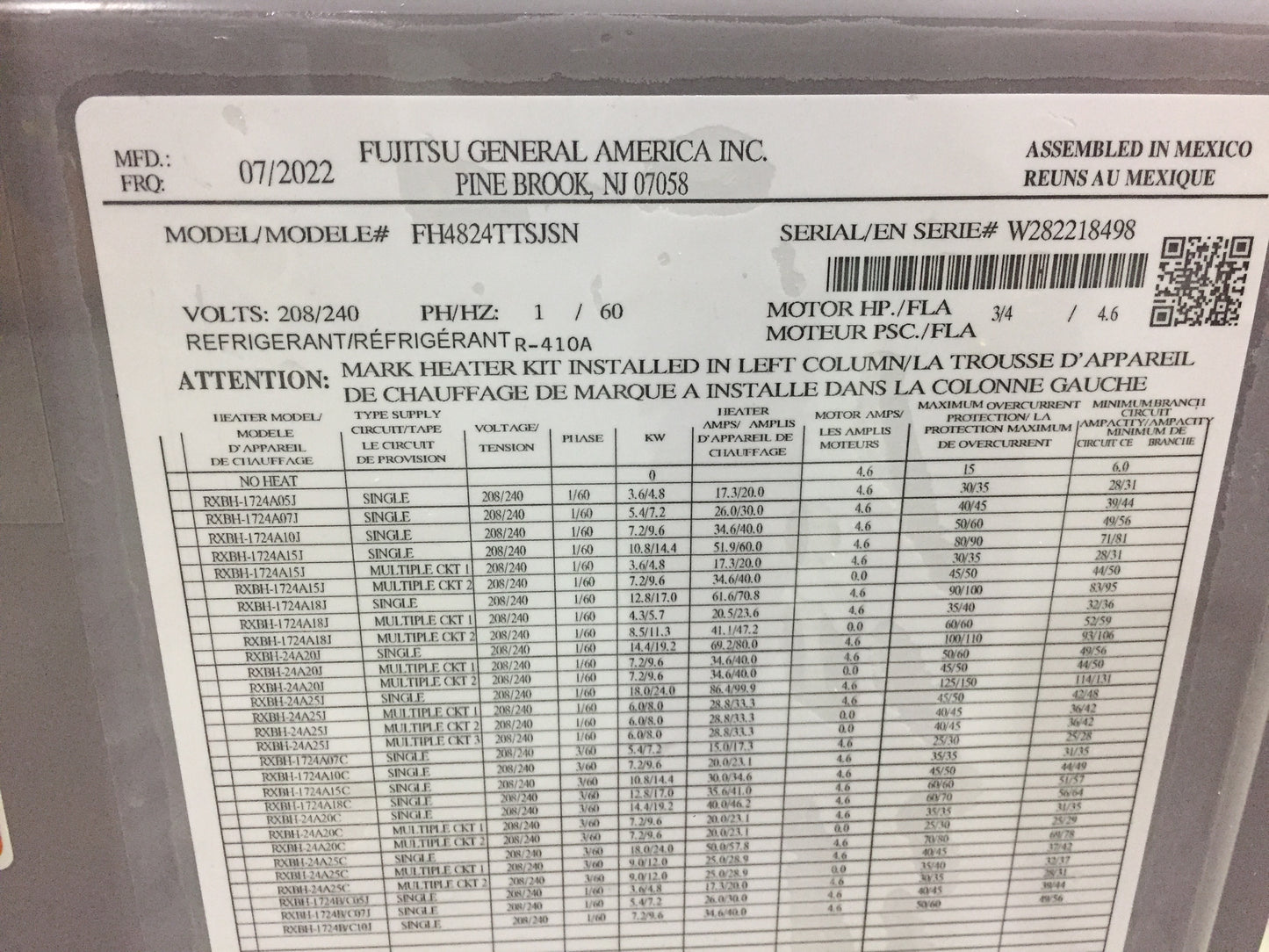 4 TON AC/HP ECM AIR HANDLER 208-230/60/1 R-410A CFM 1600 16 SEER