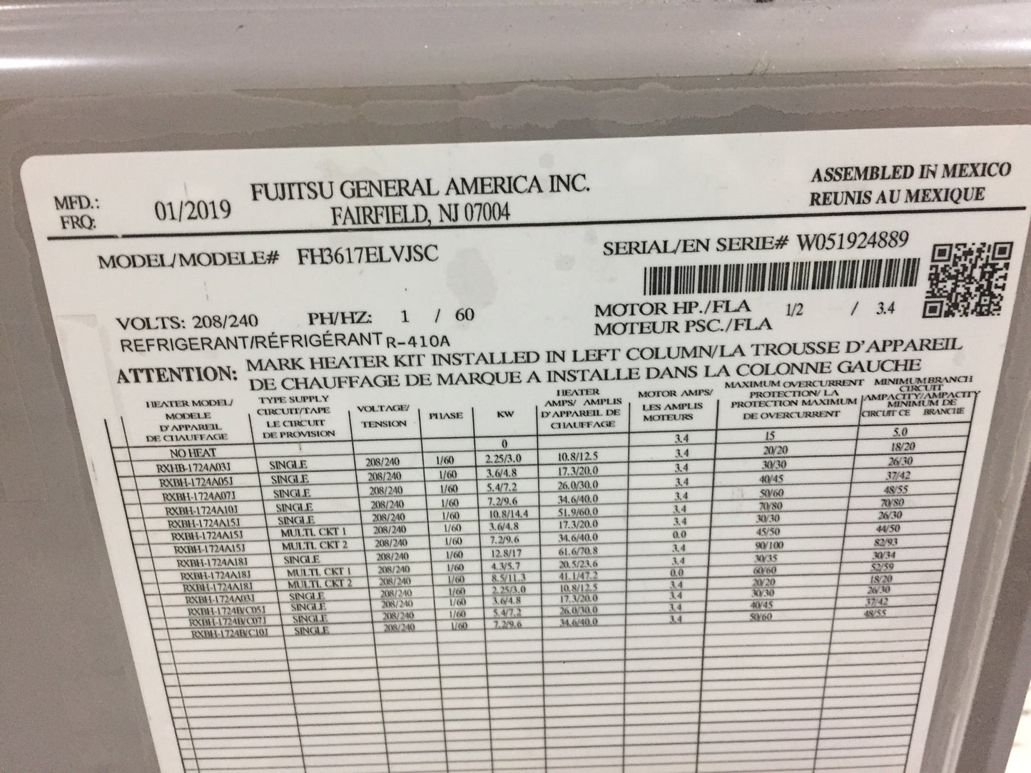 3 Ton AC/HP Communicating ECM Air Handler 208-230/60/1 R-410A CFM 1235