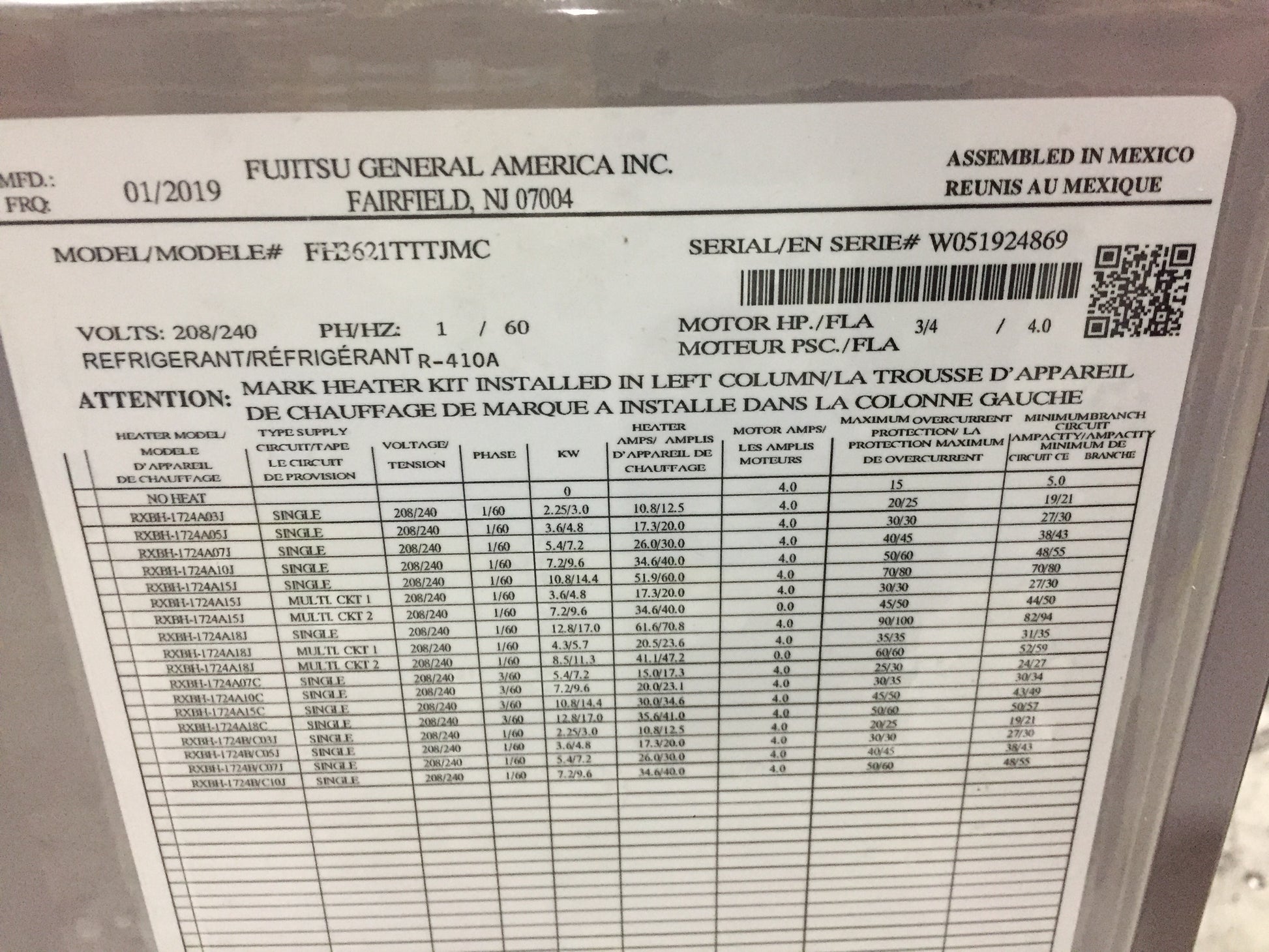 3 Ton AC/HP Communicating ECM Air Handler 208-230/60/1 R-410A CFM 1200