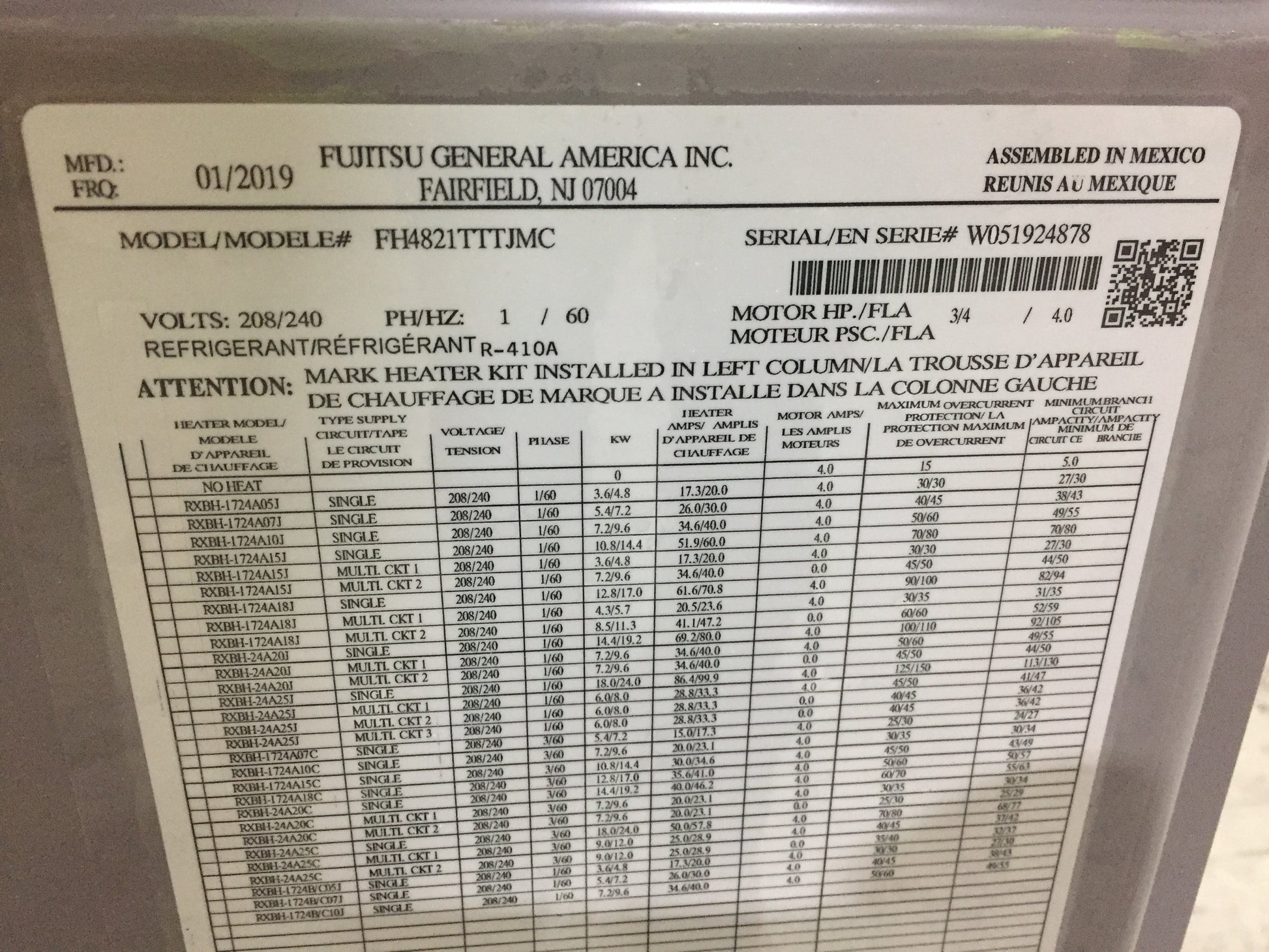 4 Ton AC/HP Communicating ECM Air Handler 208-230/60/1 R-410A CFM 1800