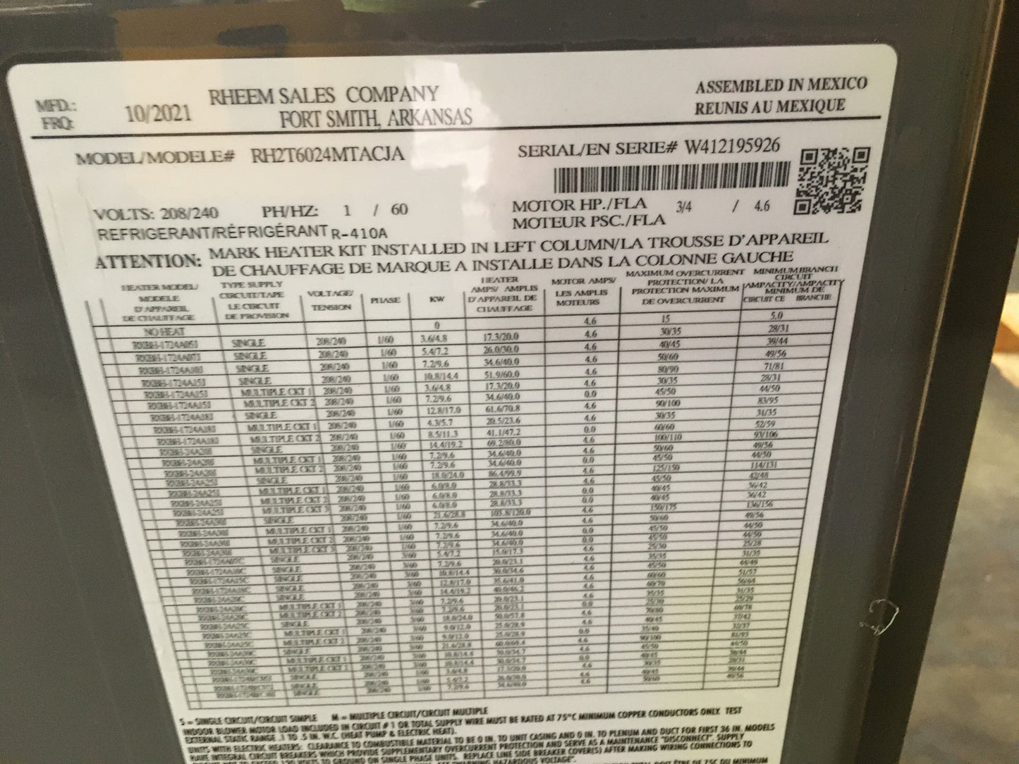 5 Ton AC/HP Communicating ECM Air Handler 208-240/60/1 R-410A CFM 1888 