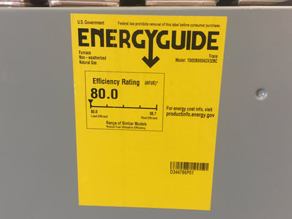 60,000 BTU TWO STAGE DOWNFLOW/HORIZONTAL COMMUNICATING ECM GAS FURNACE, 80% 115/60/1 CFM:1400