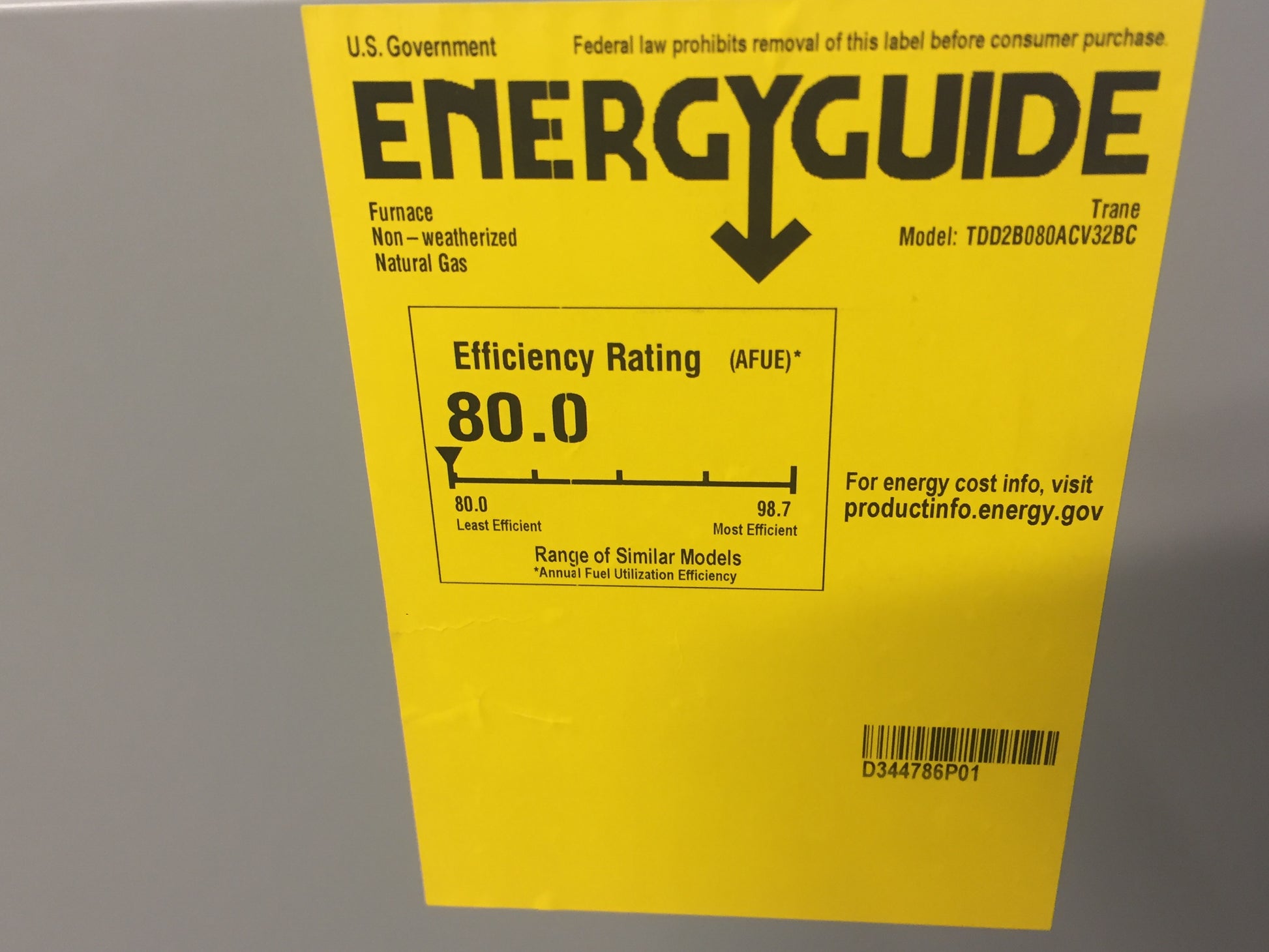 80,000 BTU TWO STAGE DOWNFLOW/HORIZONTAL ECM COMMUNICATING NATURAL GAS FURNACE, 80% AFUE 115/60/1 CFM:1200