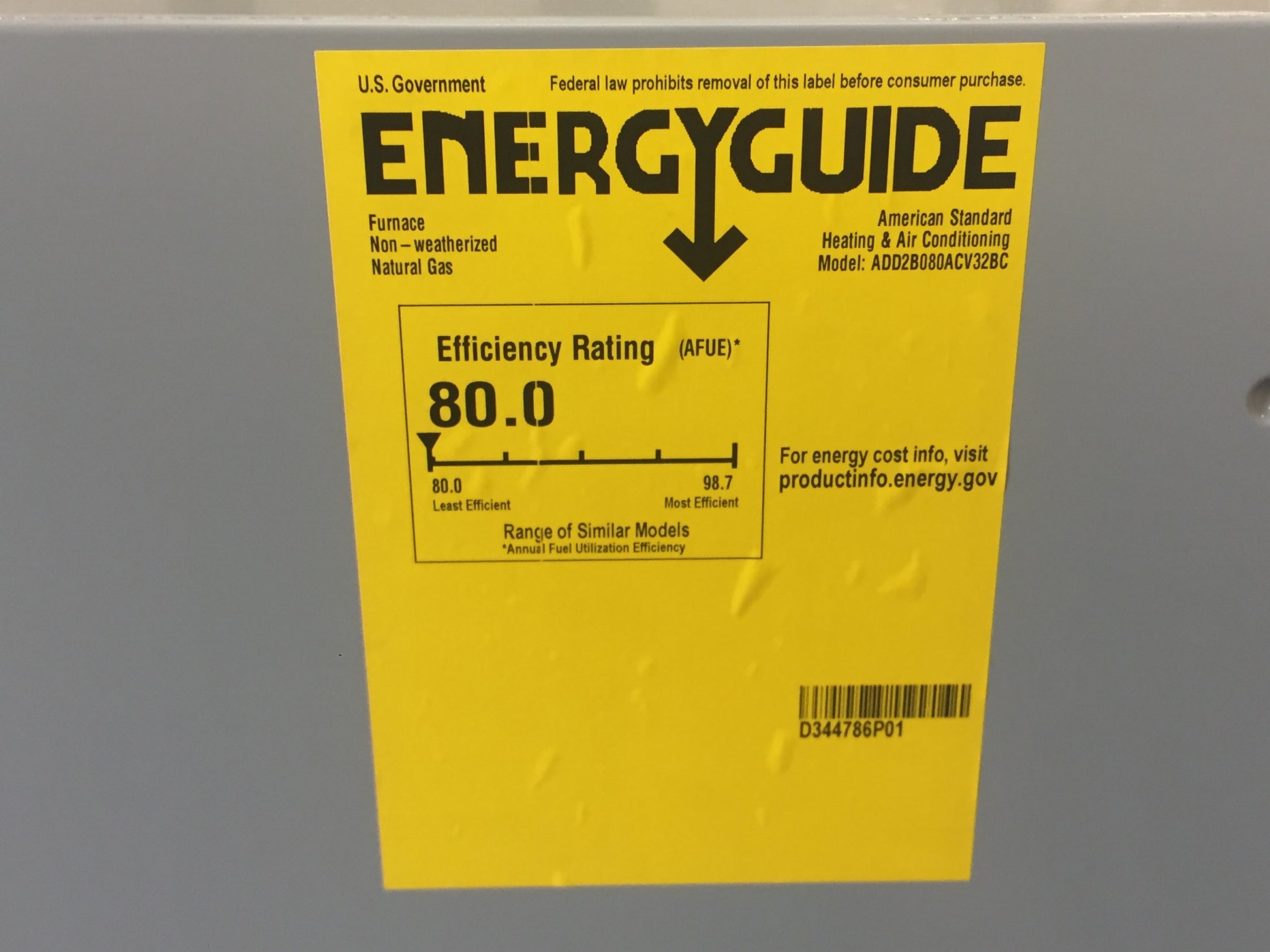 80,000 BTU Two-Stage Downflow/Horizontal ECM Communicating Gas Furnace 80% 115/60/1 CFM: 1200