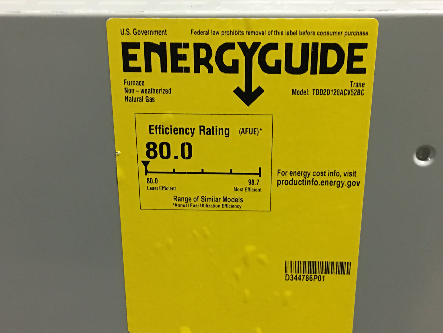 120,000 BTU Two-Stage Downflow/Horizontal ECM Communicating Gas Furnace 80% 115/60/1 CFM: 2000