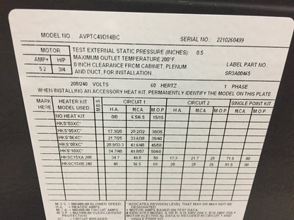 4 Ton AC/HP ECM Communicating Compatible Air Handler 208-230/60/1 R-410A CFM 1530 13 SEER