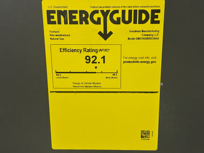 80,000 BTU Low NOx 1-Stg Upflow/Horizontal ECM Variable Speed Gas Furnace 92% 115/60/1 CFM: 1200