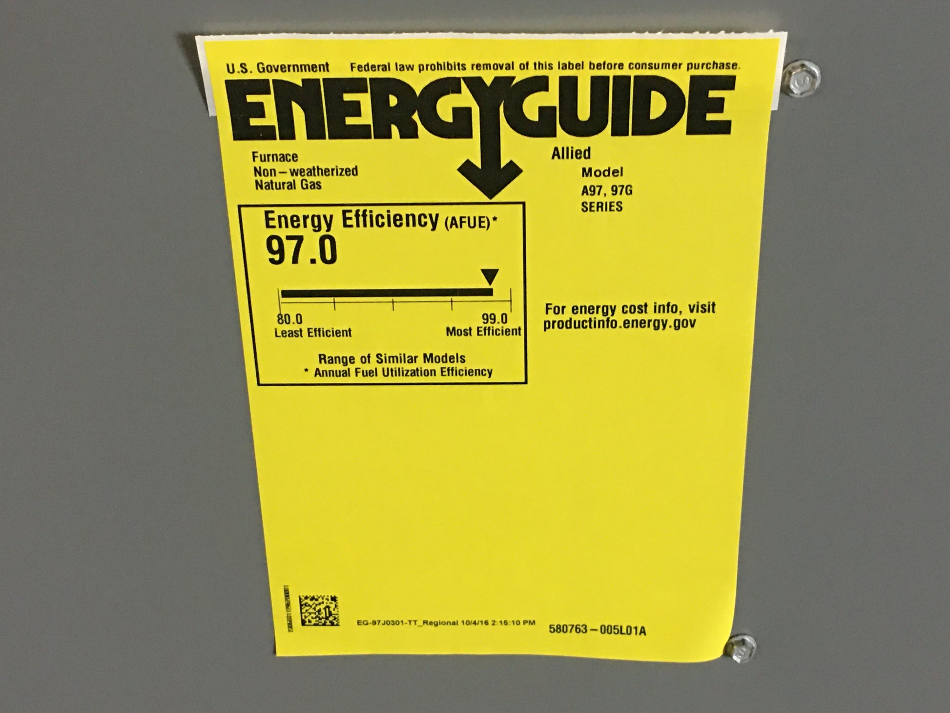 88,000 BTU 2-Stg Modulating Up/Horz ECM Var Spd Comm Gas Furnace 97% 120/60/1 CFM: 1653