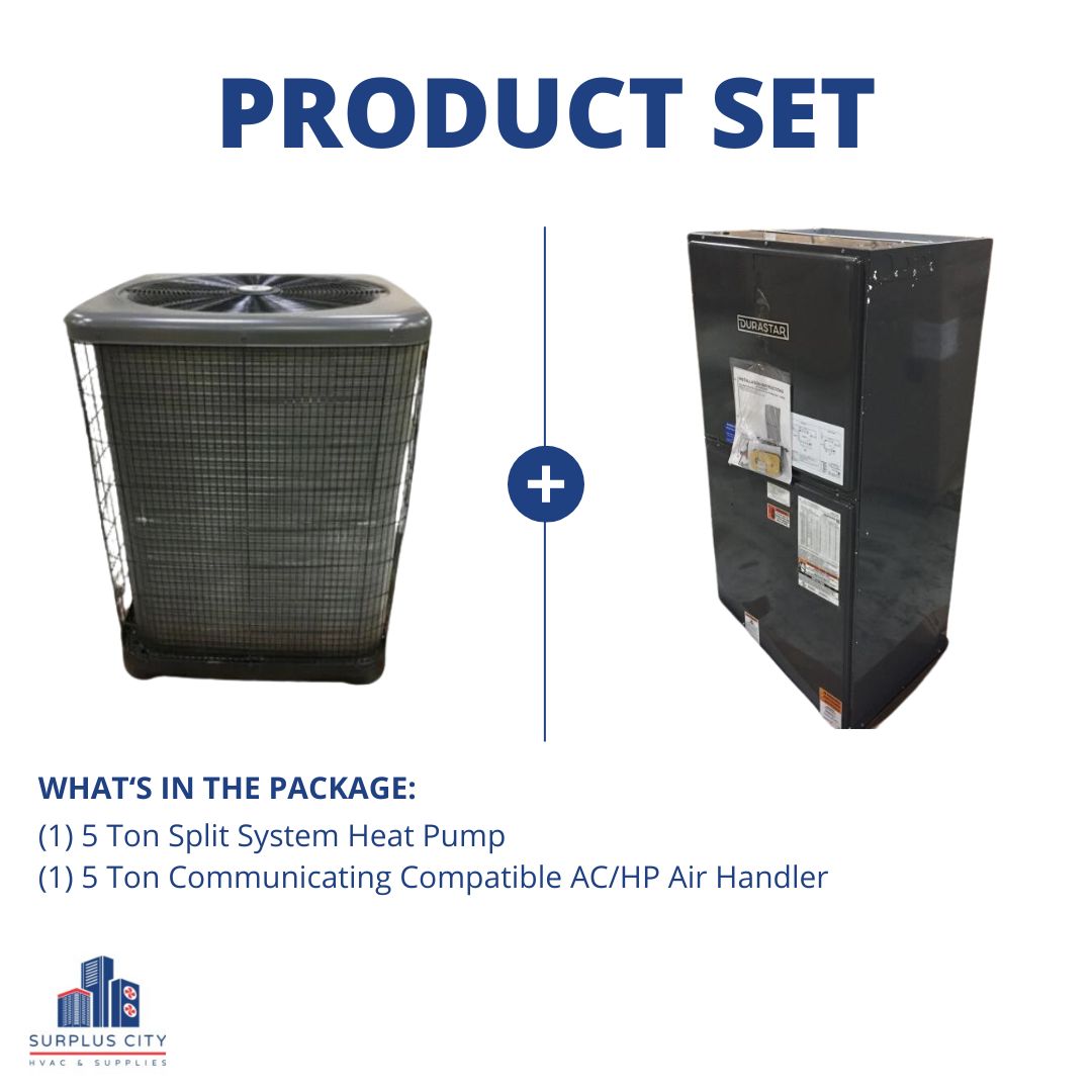 5 Ton 15 Seer Heat Pump and 5 Ton Air Handler, 208-230/60/1, R-410A