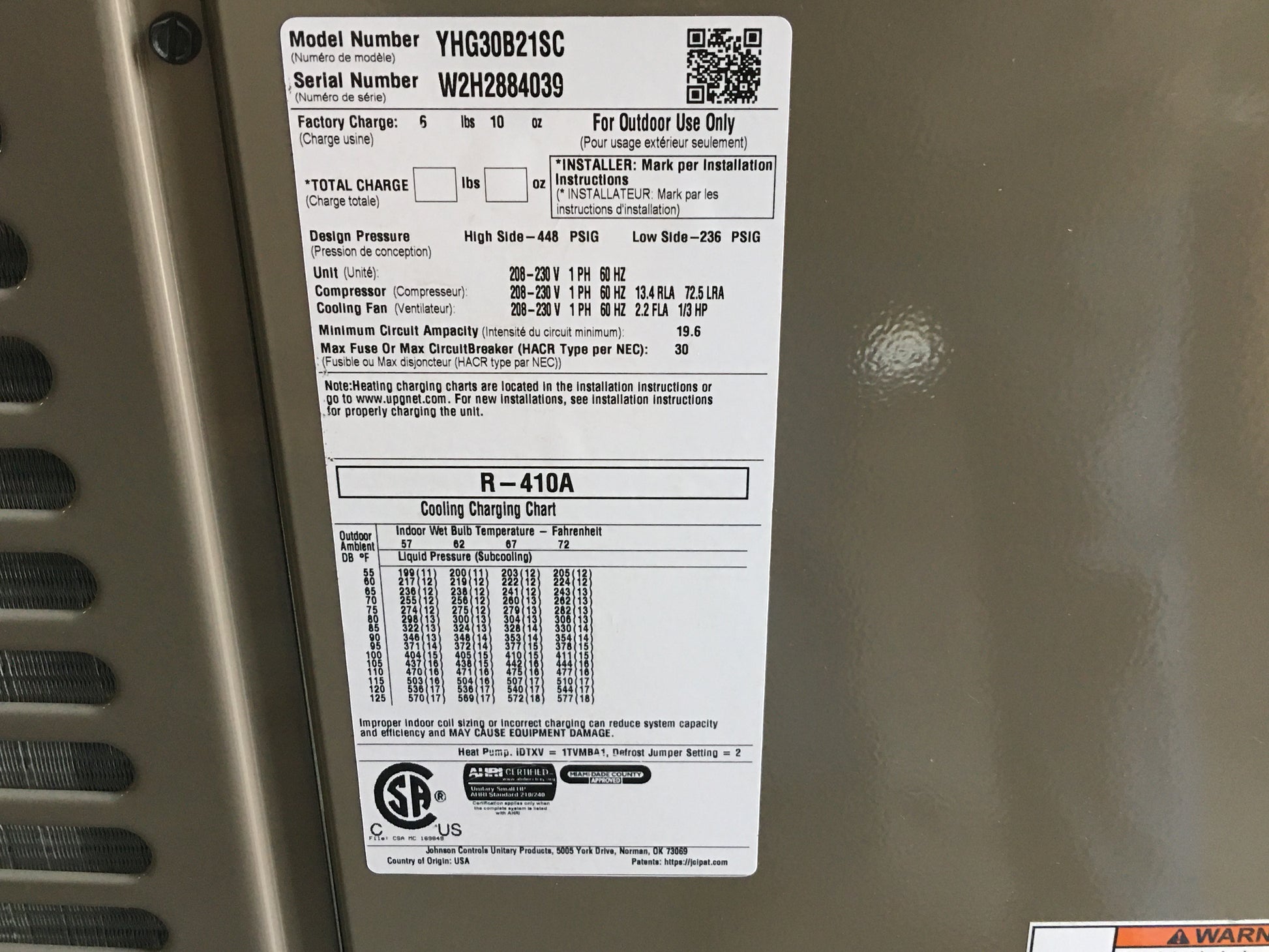 2.5 TON SPLIT-SYSTEM  HEAT PUMP 208-230/60/1 R410A 16 SEER