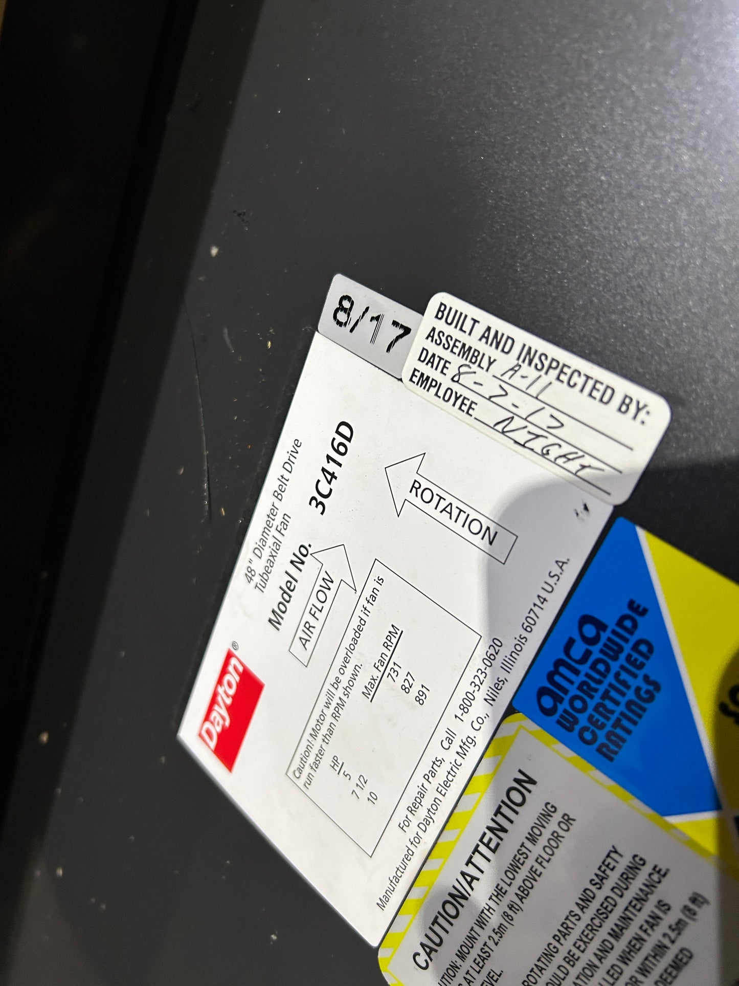 Ventilador axial tubular de 5 aspas accionado por correa de acero de 48 pulgadas (sin motor)