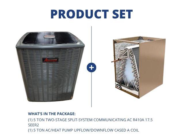 5 Ton Two-Stage SS Communicating AC R410A 17.5 SEER2 with 5 Ton AC/HP Upflow/Downflow Cased A Coil