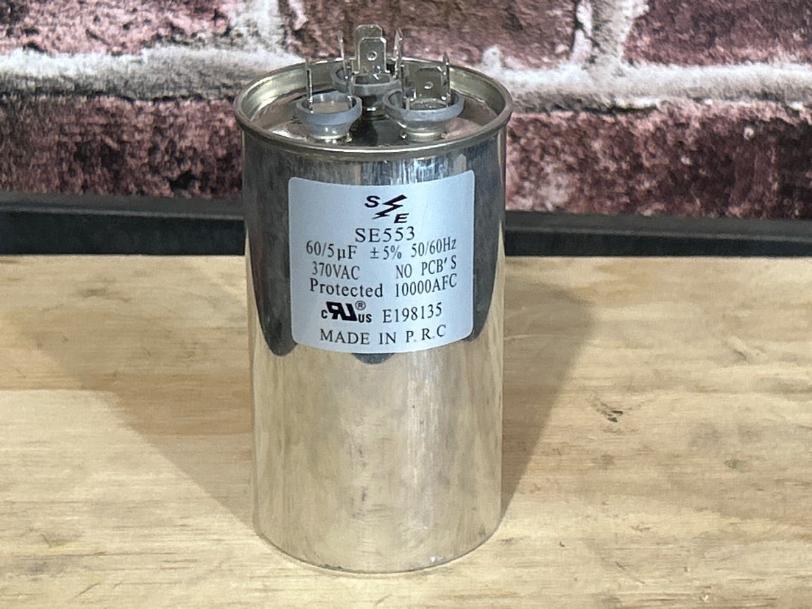 370 Vac, 60+5MFD 50/60 Hz, Round Capacitor
