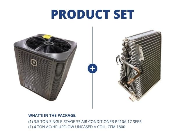 3.5 Ton 1-Stage SS Air Conditioner R410A 17 SEER with 4 Ton AC/HP Upflow Uncased A Coil, CFM 1800