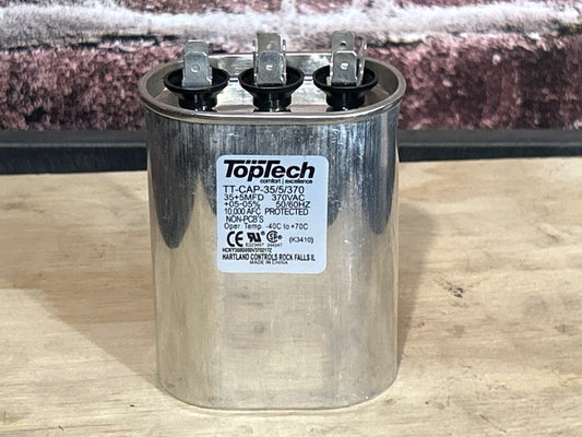 370 Vac, 35+5MFD 50/60 Hz, Oval Capacitor