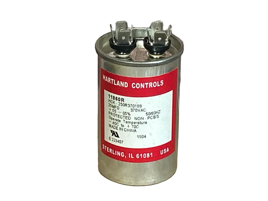 370 Vac, 25MFD 50/60 Hz, Round Capacitor