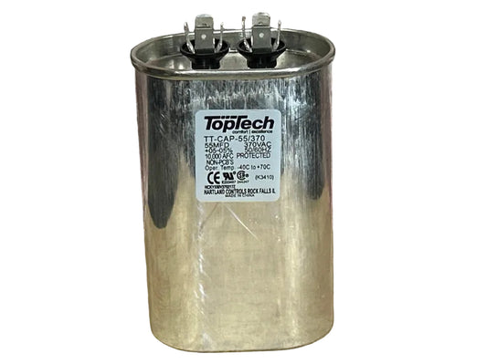 370 Vac, 55MFD 50/60 Hz, Oval Capacitor
