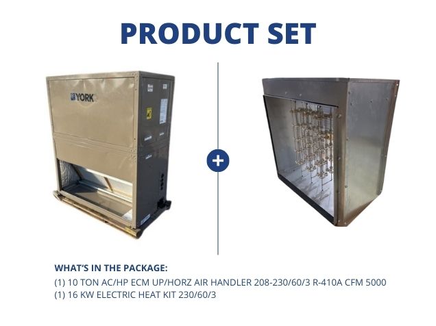 10 Ton AC/HP ECM Upflow/Horizontal Air Handler 208-230/60/3 R-410A CFM 5000 with 16 KW Heat 230/60/3