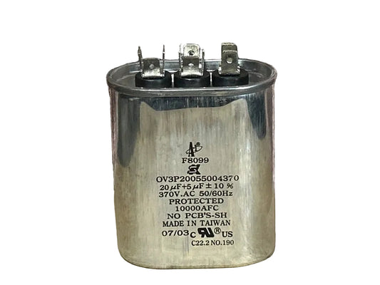 370 Vac, 20+5MFD 50/60 Hz, Oval Capacitor
