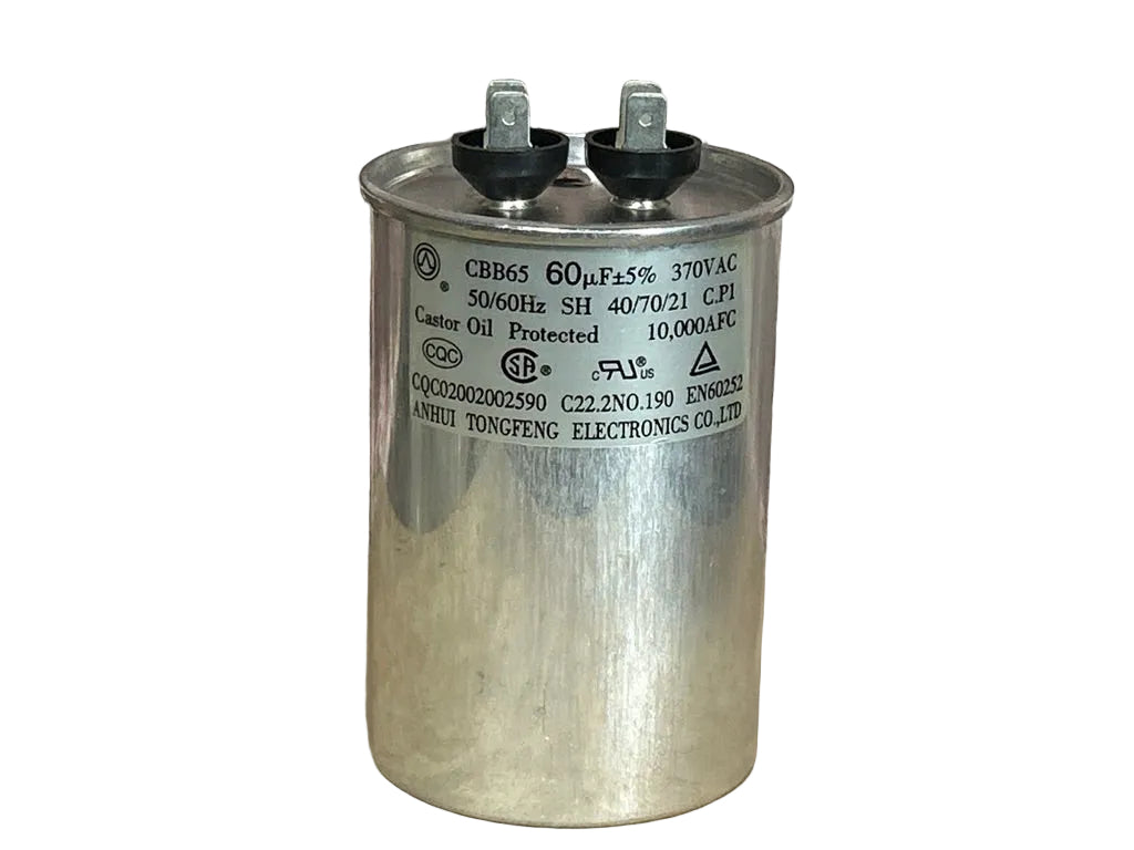 370 Vac, 60MFD 50/60 Hz, Oval Capacitor