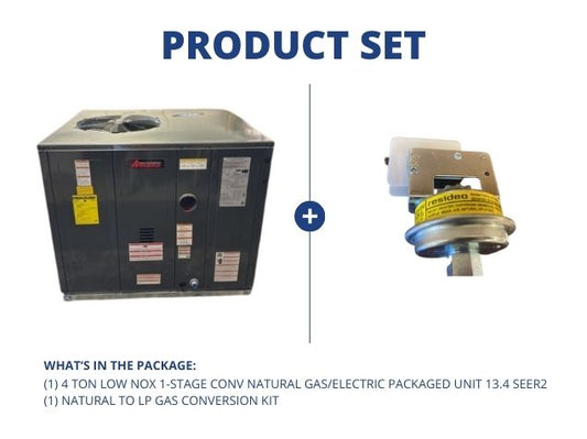 4 Ton Low NOx Single-Stage Convertible Natural Gas/Electric Packaged Unit 13.4 SEER2 and Propane Kit