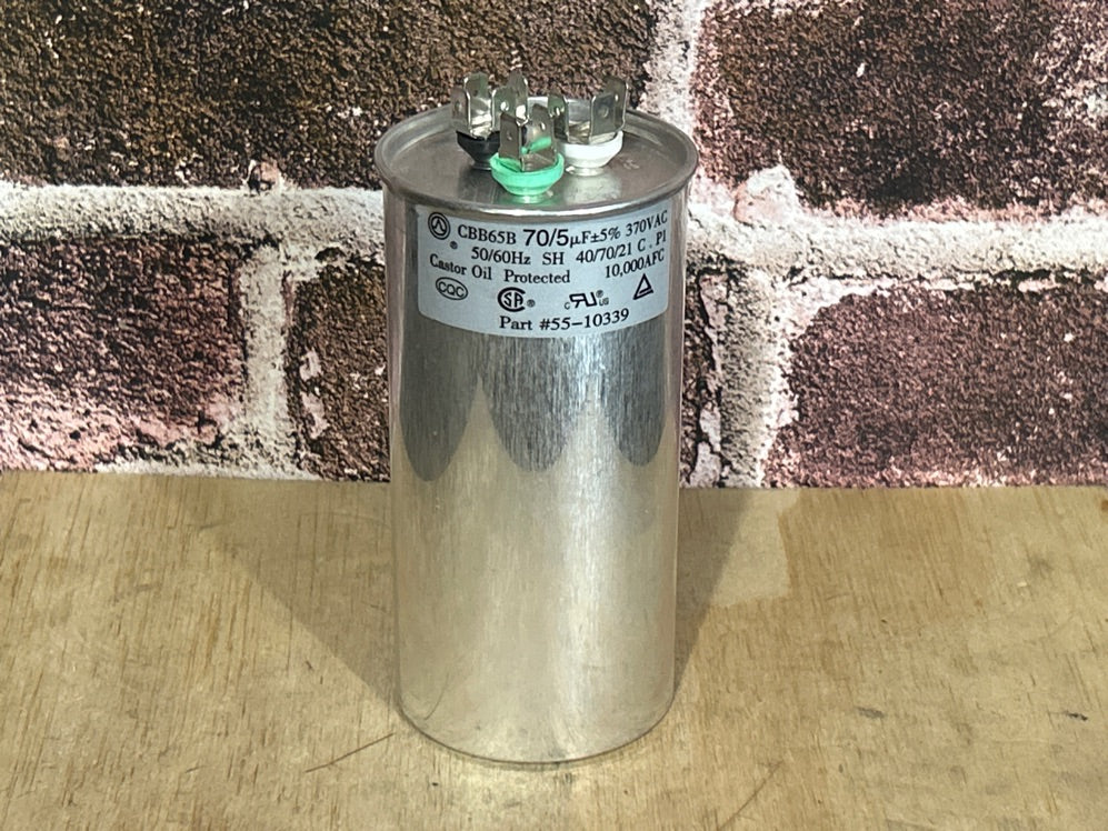 370 Vac, 70+5MFD 50/60 Hz, Round Capacitor